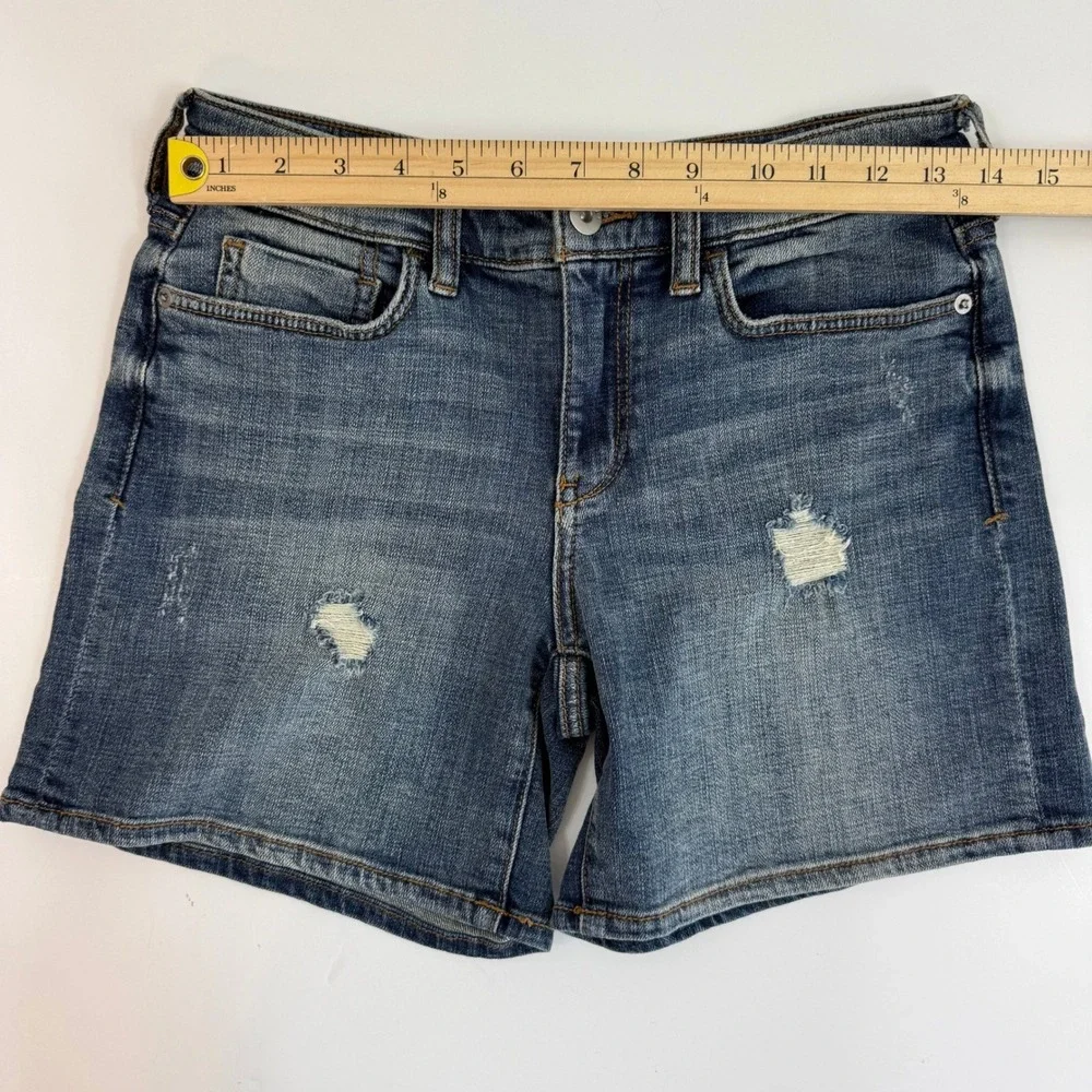 Pilcro and the Letterpress Slim Boyfriend Denim Shorts Distressed Blue Sz 25‎ 5